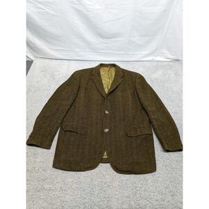 Vtg Stanley Blacker Tweed Blazer Mens 44R Herringbone Wool Sport Coat Union Made